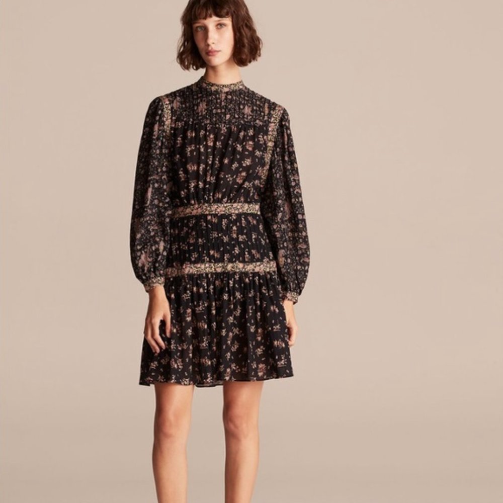 Rebecca Taylor La Vie- Black Combo Print Mix Short Dress